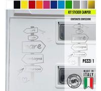 Adesivo sticker camper frase frasi MARE MONTAGNA VACANZA LAGO vari colori c.1975