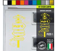 Adesivo sticker camper frase frasi MARE MONTAGNA VACANZA LAGO vari colori c.1975