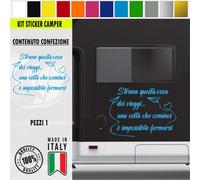 Adesivo sticker camper frase frasi VIAGGIARE IL NOSTRO AMORE vari colori c.1980