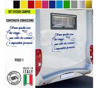 Adesivo sticker camper frase frasi VIAGGIARE IL NOSTRO AMORE vari colori c.1980