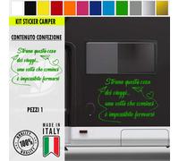 Adesivo sticker camper frase frasi VIAGGIARE IL NOSTRO AMORE vari colori c.1980