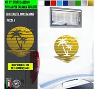 Adesivo sticker camper PALMA MARE SOLE TRAMONTO ESTATE VACANZA cod.2430