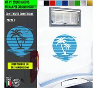 Adesivo sticker camper PALMA MARE SOLE TRAMONTO ESTATE VACANZA cod.2430