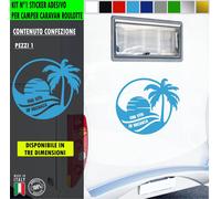Adesivo sticker camper UNA VITA IN VACANZA SOLE TRAMONTO FERIE MARE c.2433