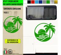 Adesivo sticker camper UNA VITA IN VACANZA SOLE TRAMONTO FERIE MARE c.2433