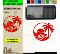 Adesivo sticker camper UNA VITA IN VACANZA SOLE TRAMONTO FERIE MARE c.2433