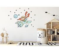 Adesivo Sticker murale per bambini - Il Piccolo Principe, la volpe e l'aeroplano - Decorazione parete, adesivi per muro