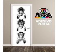 ADESIVO STICKER PER PORTA TRE SCIMMIETTE NON VEDO/ SENTO/ PARLO SCIMMIONE TOPPP