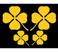 Adesivo Sticker Quadrifoglio - Ideale per Auto - Moto - Scooter - Camion - Camper - Decora LA Tua Macchina - Alfa Romeo - Vinile di Alta QUALITA' - 2 PZ 10 X 10 CM E 2 PZ 4.5 X 4.5 CM Oro