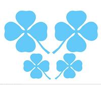 Adesivo Sticker Quadrifoglio - Ideale per Auto - Moto - Scooter - Camion - Camper - Decora LA Tua Macchina - Alfa Romeo - Vinile di Alta QUALITA' - 2 PZ 10 X 10 CM E 2 PZ 4.5 X 4.5 CM Celeste