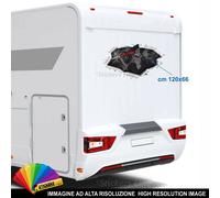 Adesivo strappo effetto squarcio lamiera Camper Caravan PLANISFERO BUSSOLA cm120