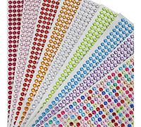 Adesivo Strass, Adesivi Fogli di Perline Multicolor autoadesivi per scrapbooking 9 Fogli/ 4536PCS Rotondi Gemme di Cristallo Foglio per DIY Artigianato Abbellimenti Decorazione