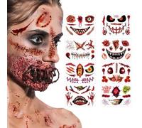 Adesivo temporaneo per il viso - Decalcomania per trucco temporaneo creativo leggero | 2024 Adesivi per facce buffe di Halloween, trucco per scherzi con cicatrici finte per bambini, adulti