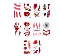 Adesivo temporaneo per il viso, kit per il trucco di Halloween, Decalcomania facciale creativa temporanea, Decalcomanie per il trucco di scherzi di Halloween con cicatrici finte, 10 adesivi per facce