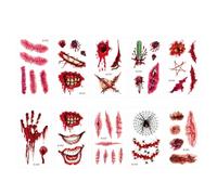 Adesivo temporaneo per il viso, kit per il trucco di Halloween - Decalcomania per il trucco viso creativo - Adesivo per faccia horror in maschera di Halloween, 10 pezzi Decalcomanie temporanee per tru