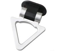 Adesivo triangolare per gancio di traino per esterni auto, in ABS cromato, stile da corsa, emblema decorativo, 18 x 12 cm (argento)