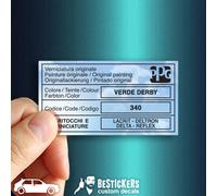 Adesivo vernice Lancia delta evoluzione HF 16v PPG Verde Derby met. paint label