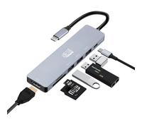 Adesso AUH-4025 USB C Docking Station Adattatore multiporta Tipo C Hub Supporta USB C a x1 4K HDMI, 3X USB-A 3.2, 1x PD, 1x Micro SD, 1x Lettore di schede SD