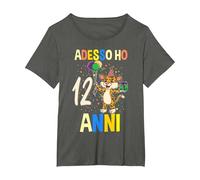 Adesso Ho 12 Animale Anni Leopardo Compleanno Maglietta, Donna Plus-Size, Asfalto, 2X