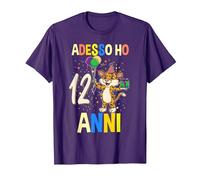 Adesso Ho 12 Animale Anni Leopardo Compleanno Maglietta, Uomo, Viola, S