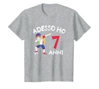 Adesso Ho 7 Anni 7° Compleanno Maglietta, Bambini, Grigio Melange, 8 Anni