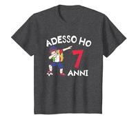 Adesso Ho 7 Anni 7° Compleanno Maglietta, Bambini, Grigio Scuro, 3 Anni