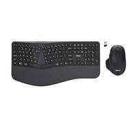 Adesso WKB-7500CB - Tastiera e mouse wireless ergonomici combinati con tasti a forbice AI Hotkey Copilot AI con interruttore a forbice, design con fotogramma chiave separato, mouse ottico DPI