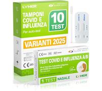 Adeste - 10 Kit di Test Rapidi Antigene Nasali per Autodiagnosi SARS-CoV-2 e Influenza A/B - Tampone Nasale COVID 19 e Influenza - Certificato per uso domestico - Risultato rapido