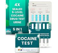 ADESTE 5-in-1 Test Cocaina Urine Professionale | Risultati Rapidi e Accurati in 5 Minuti | 5 Livelli di Rilevazione (50-600 ng/mL) | Facile da Usare, Nessun Laboratorio Necessario | 4 test