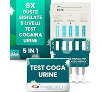 ADESTE 5-in-1 Test Cocaina Urine Professionale | Risultati Rapidi e Accurati in 5 Minuti | 5 Livelli di Rilevazione (50-600 ng/mL) | Facile da Usare, Nessun Laboratorio Necessario | 8 test
