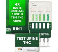 ADESTE 5 Livelli Test THC Urine | Test Urine THC: Rapido e Preciso in 5 Minuti | Rilevazione a 5 Livelli (10-300 ng/mL) | Facile da Usare, Nessun Laboratorio o Attrezzatura Necessaria | Confezione 4PZ