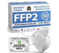 ADESTE - 50 Mascherine FFP2 Bianche Certificate CE, Filiera co 1 unità FFP2 NR D