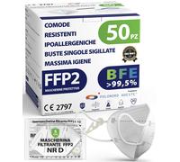 ADESTE - 50 Mascherine FFP2 NR D Bianche Certificate CE, Filiera controllata, an