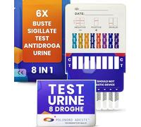 ADESTE 8-in-1 Test Antidroga Urine in 10min | Test Antidroga per Anfetamine, Benzodiazepine, Cocaina, MDMA, Metadone, Oppiacei, THC, Fentanyl | Test Urine Antidroga affidabile per casa e aziende | 6PZ