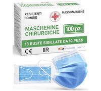ADESTE - Mascherine Chirurgiche, Potere Filtrante 98%, Mascherina Chirurgica Filtrante Monouso di Tipo IIR a 3 Strati, Dispositivo Medico di Classe I, Confezione da 100