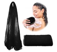Adeton African Net Sponge, Authentic, with Knots, Exfoliating Bath Wash Cloth, Real Sapo, Black Owned, Long Sponge, Body Exfoliator, Shower Accessories, Back Foot Scalp Scrub Dead Skin Remover (Black)