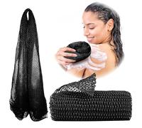 Adeton African Net Sponge, Authentic, with Knots, Exfoliating Bath Wash Cloth, Real Sapo, Black Owned, Long Sponge, Body Exfoliator, Shower Accessories, Back Foot Scalp Scrub Dead Skin Remover (Black)