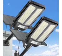 Adewalk 1200W*2 Lampione Solare Led Esterno con Telecomando, IP67 Impermeabile Lampada Stradale Solare con Sensore di Movimento, 6500K Super Bright Lampioni da Giardino Esterno Solari per Garage