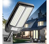 Adewalk 3000W Lampione Solare Led Esterno con Telecomando, IP66 Impermeabile Lampada Stradale Solare con Sensore di Movimento, 6500K Super Bright Lampioni da Giardino Esterno Solari per Garage Strada