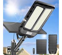 Adewalk 6000W Lampione Solare Led Esterno con Telecomando, IP66 Impermeabile Lampada Stradale Solare con Sensore di Movimento, 6500K Super Bright Lampioni da Giardino Esterno Solari per Garage Strada