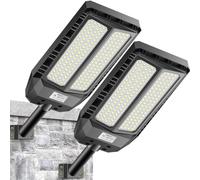Adewalk 900W*2 Lampione Solare Led Esterno con Telecomando, IP66 Impermeabile Lampada Stradale Solare con Sensore di Movimento, 6500K Super Bright Lampioni da Giardino Esterno Solari per Garage