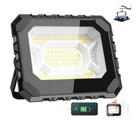 Adewalk Faro Led Ricaricabile 300W, 32000lm 24000mAh Portatile USB Faretto a Batteria con Pannello Solare, 5 Luce Modalità Impermeabile Lampada da Lavoro Solare da Esterno per Campeggio, Emergenza