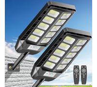 Adewalk Lampione Solare Led Esterno con Telecomando, IP66 Impermeabile Lampada Stradale Solare con Sensore di Movimento, 6500K Super Bright Lampioni da Giardino Esterno Solari per Garage