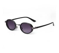 ADEWU Occhiali da sole da donna stile retrò, ovali, vintage, piccoli, con montatura stretta, in metallo, alla moda, con protezione UV, Gradiente nero-grigio