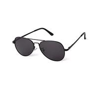 ADEWU Occhiali da sole per bambini, unisex, da pilota, polarizzati, retrò, protezione UV per ragazze e ragazzi, nero/grigio