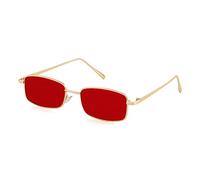 ADEWU Occhiali da Sole Rettangolari Unisex Montatura Metallo Sottile Vintage Piatta Multi Colori