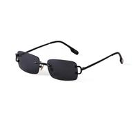 ADEWU Occhiali da sole retrò vintage occhiali senza bordi protezione UV stretti occhiali da sole rettangolari uomo donna unisex, nero/grigio