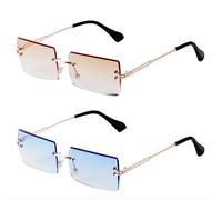ADEWU Occhiali da sole rettangolari senza montatura Donne Uomini Occhiali retrò Vintage UV400 Unisex Ultra Leggeri