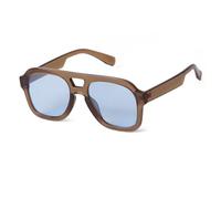ADEWU Pilot - Occhiali da sole da donna e uomo, stile retrò anni '70, stile vintage, doppia punta, grandi occhiali da sole, Chiaro Marrone-Blu