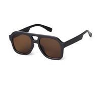 ADEWU Pilot - Occhiali da sole da donna e uomo, stile retrò anni '70, stile vintage, doppia punta, grandi occhiali da sole, nero-marrone